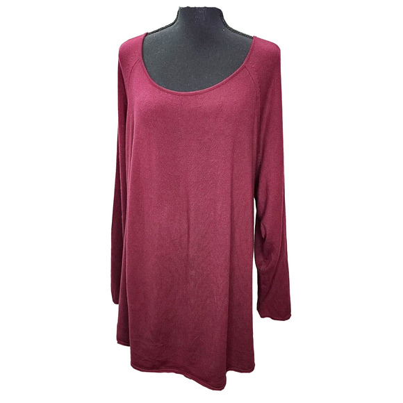 NWT Cyrus Sweater Woman Plus 3X Burgundy Pullover Stretchy Flowy Office Church - Picture 2 of 12